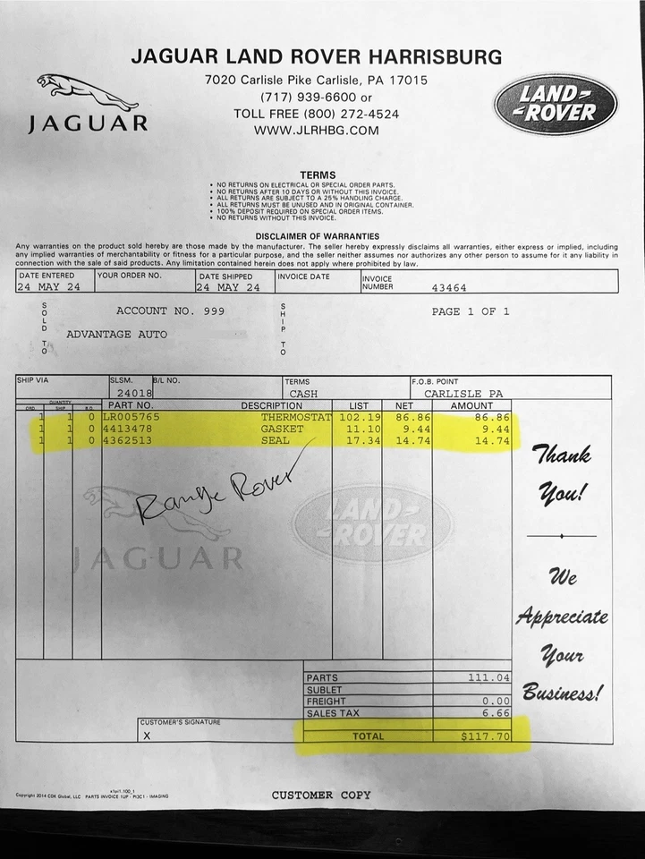 Termostato y junta originales Land Rover Range Rover LR3 SPORT LR005765 4362513 Foto 2 de 4