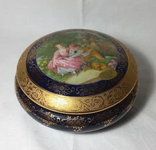 Imperia Limoges France porcelain cobalt blue and 22k mint gold.  Øcm.16