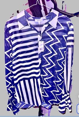 Milly Lace Patchwork Button Down Blouse Women's