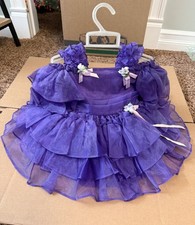 Purple VTG Martha  s Miniatures Dress Off Shoulder Ruffles 3T, style 5134