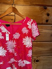 Talbots Dress Floral Midi Women Plus Sz 16 Button Front Waist Tie Pink NWT $169