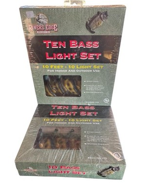 Lot Of  2 Rivers Edge Bass Fish String Light Set 10 Ft Weather Resistant