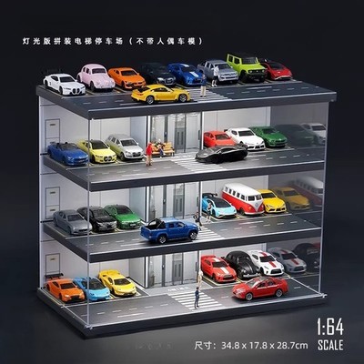 1/64 Diorama Garage Building Model LED Elevator Parking Lot Collecting gifts New