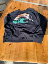 Magic Mind Mens L Black Sweatshirt Pullover Crew Neck Sunset Wave M7