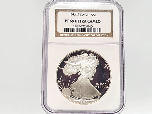 1986 1oz .999 Fine Silver NGC PF69 ULTRA CAMEO American Silver Eagle 72-040