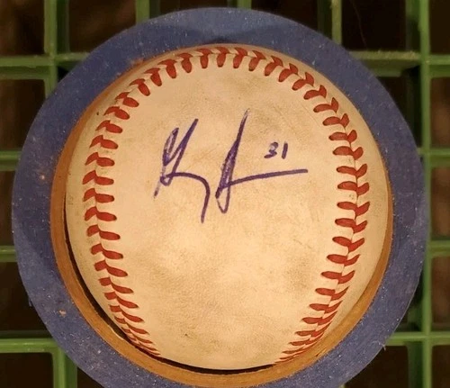 Autographed Baseball game used GEOFF HARTLIEB Oakland A's