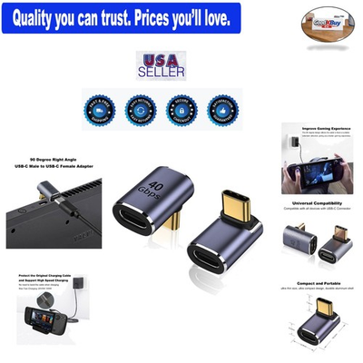 #ad 2 Pack 90° USB C Adapter Extenders 100W for Steam Deck Switch MacBook Purple $13.95