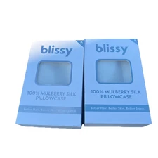 (2x) Blissy King 22 Momme 100% Mulberry Silk Pillowcase Ivory White Hidden Zippr