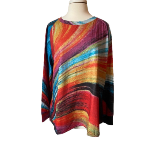Tendency NWT Spring Rainbow Colorful Lightweight Long Sleeve Sweatshirt Size XXL