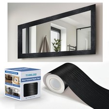 TIANLDD 27 FT Wood Grain Wallpaper Border, Removable 2.4 Inch x 27 Ft, Black