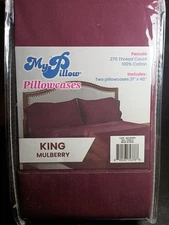 MyPillow Percale Pillowcases Set of 2 King Size MULBERRY Color My Pillow New
