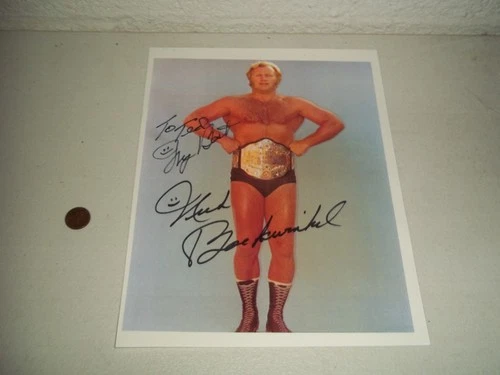 NICK BOCKWINKEL AUTOGRAPH SIGNED WRESTLING PROMO PHOTO NWA AWA WWE