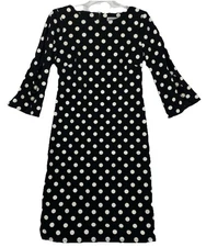 Shelby And Palmer Black Polka Dot Dress Women’s Sz 6 Pearl Button Bell Sleeves