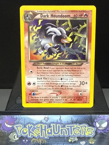 Pokemon Card Dark Houndoom 7/105 Holo Rare Neo Destiny Set SWIRL Light Play