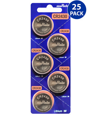 Murata CR2430 Battery 3V Lithium Coin Cell - Replaces Sony CR2430 (25 Count)