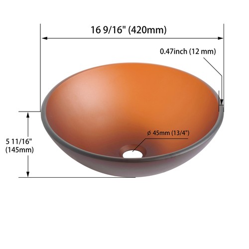 Tempered Glass Matte Round Bathroom Vessel Sink Basin - Matt Tea - Picture 11 of 12