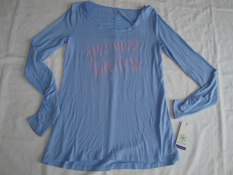 Camiseta de yoga de manga larga Gaiam Harmony para mujer "Give More Take Less" talla: XS Foto 2 de 4