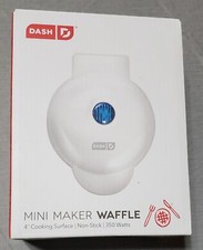 NEW DASH MINI MAKER 4" NON-STICK COOKING SURFACE WAFFLE IRON 350 WATTS DMW001WH