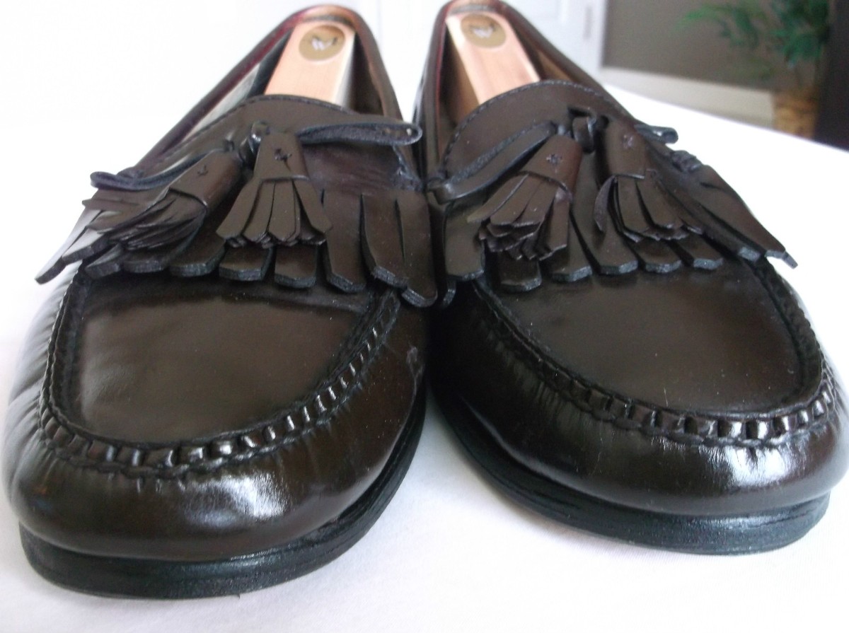 Cole Haan Mens Brown Leather Loafers Kiltie Tassels Bow 10D  display picture 1