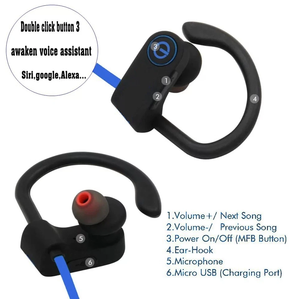 Waterproof Bluetooth 5.0 Earbuds Stereo Sport Wireless Headphones in Ear Headset - Image 3 of 4