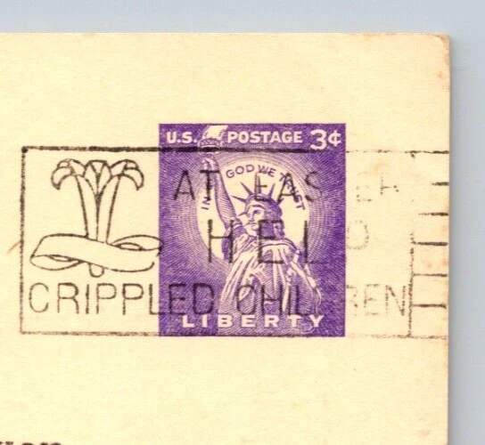 1958 Delaware Stamp & Coin Co. Slogan Cancellation VINTAGE Postal Card UX46 3c - Image 2 of 3