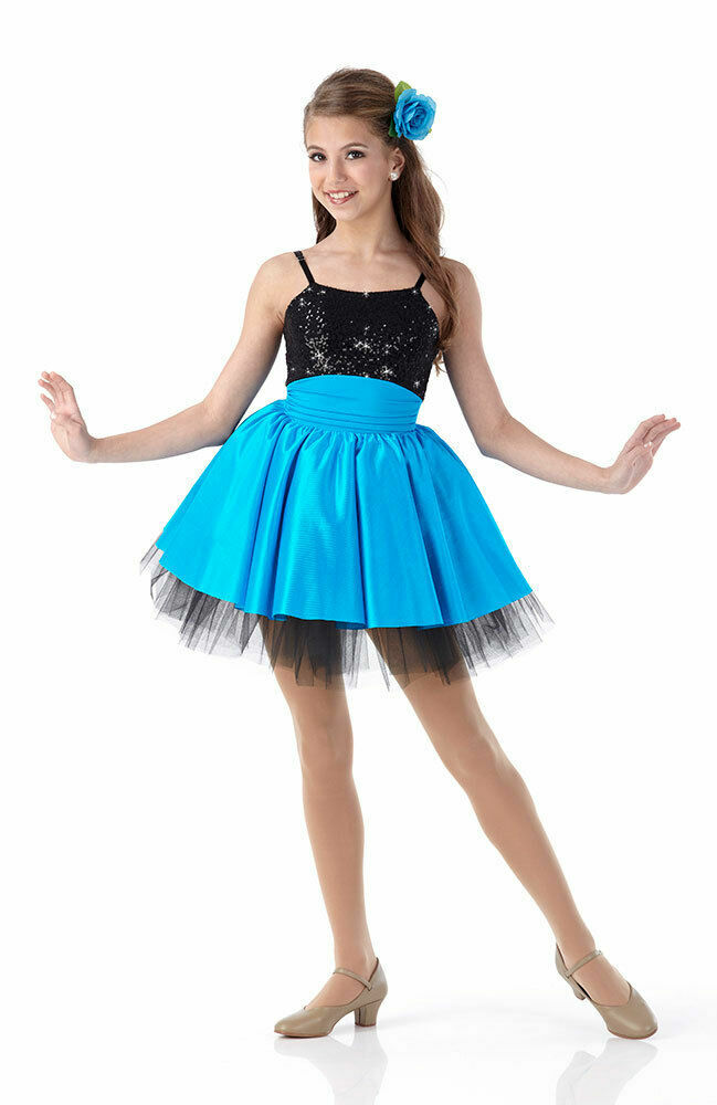 Adult Large PROM QUEEN Ballet Jazz Tap Dance Costume BLUE