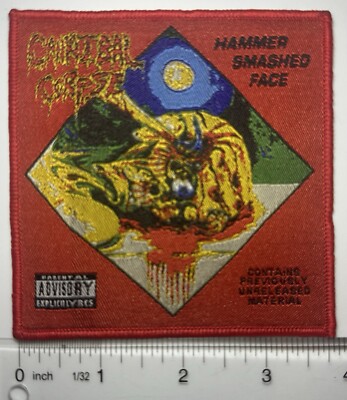 Cannibal Corpse Hammer Smashed Face Red Border Woven Patch 