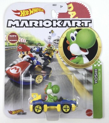 Hot Wheels Green Yoshi in Mach 8 - Mario Kart Character Cars - New