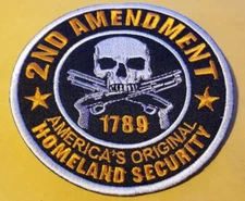 2nd Amendment 1789 America's Original Homeland Security orange Patch approx 3.5"