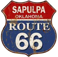 SAPULPA, OKLAHOMA Route 66 Shield Metal Sign Man Cave Garage 211110013194