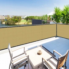 Houssity 4 FT  Beige Chain Link Fence Privacy Screen Balcony Deck Railing Kennel