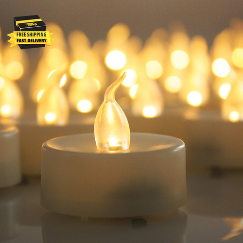 Battery Operated Flameless Tea Lights Realistic Flickering Electric LED Tealight