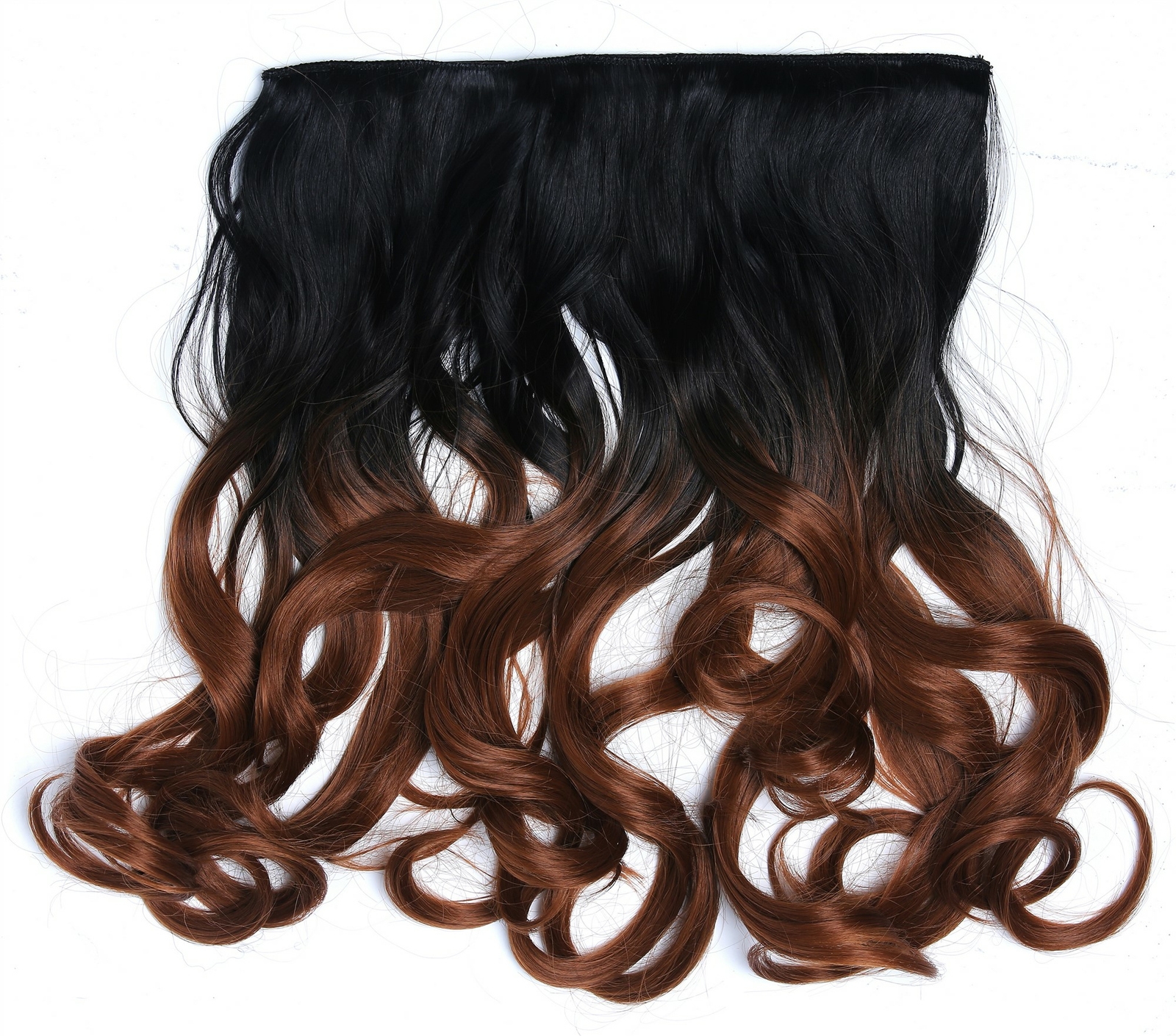 Clip-in Hair Extension Wide Curly Ombre Black Auburn