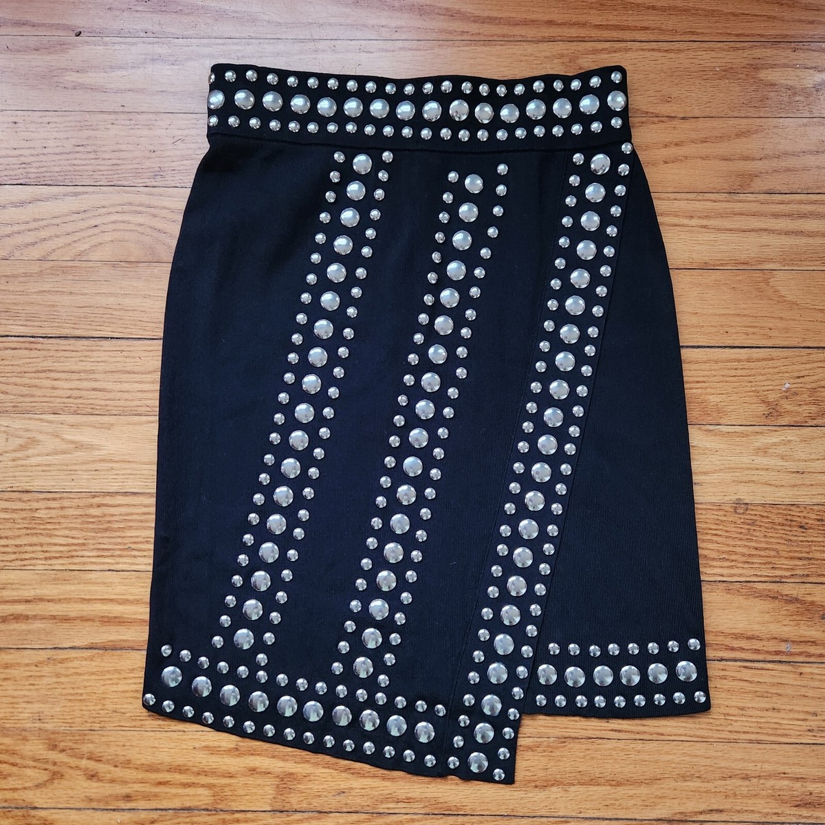 INC Petite International Concepts Black Studded Asymmetric Stretch