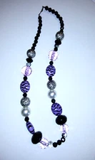 Over the Head Necklace for Ladies, Purples and Black