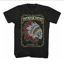 lynyrd skynyrd t-shirt indian skeleton brand new s-5XL tee black