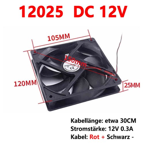 Gehäuse Lüfter Case Fan 6015 7015 8020 9025 5V12V 4/5/6/7/8/9/12CM Schwarz - Afbeelding 31 van 32