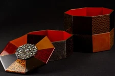 Antique Meiji-Taisho  Japanese Lacquerware Jubako Jyubako Lunch Box w/box