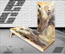 Wolf Howling Cornhole Boards Bean Bag Toss Game