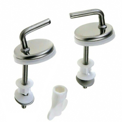 2x Toilet Seat Fix Fitting Back To Wall Hinges Replacement Tools Stainless Steel - Picture 11 of 15