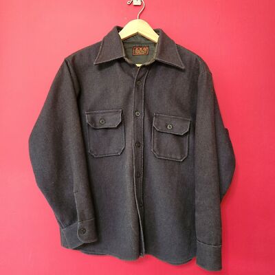 VTG 60s/70s US Navy C.P.O Wool Linen Blend Naval Officer Flannel Shirt Size M