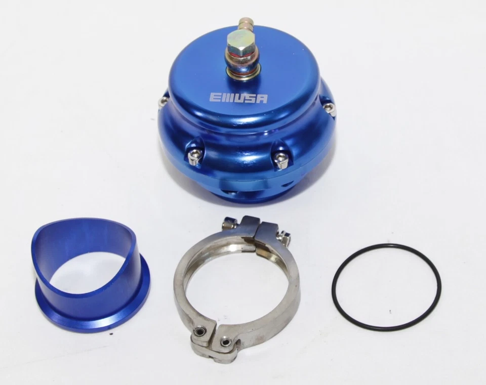 AZUL Emusa 50MM Turbo Válvula de soplado BOV V Banda + Adaptador de válvula de soplado de 2,5" Foto 4 de 4