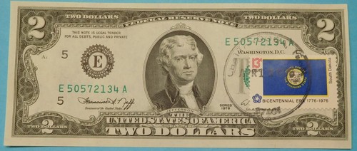 1976 Stamped $2.00 So Dakota STAMP - post marked April 13, 1976 Chattanooga, Tn