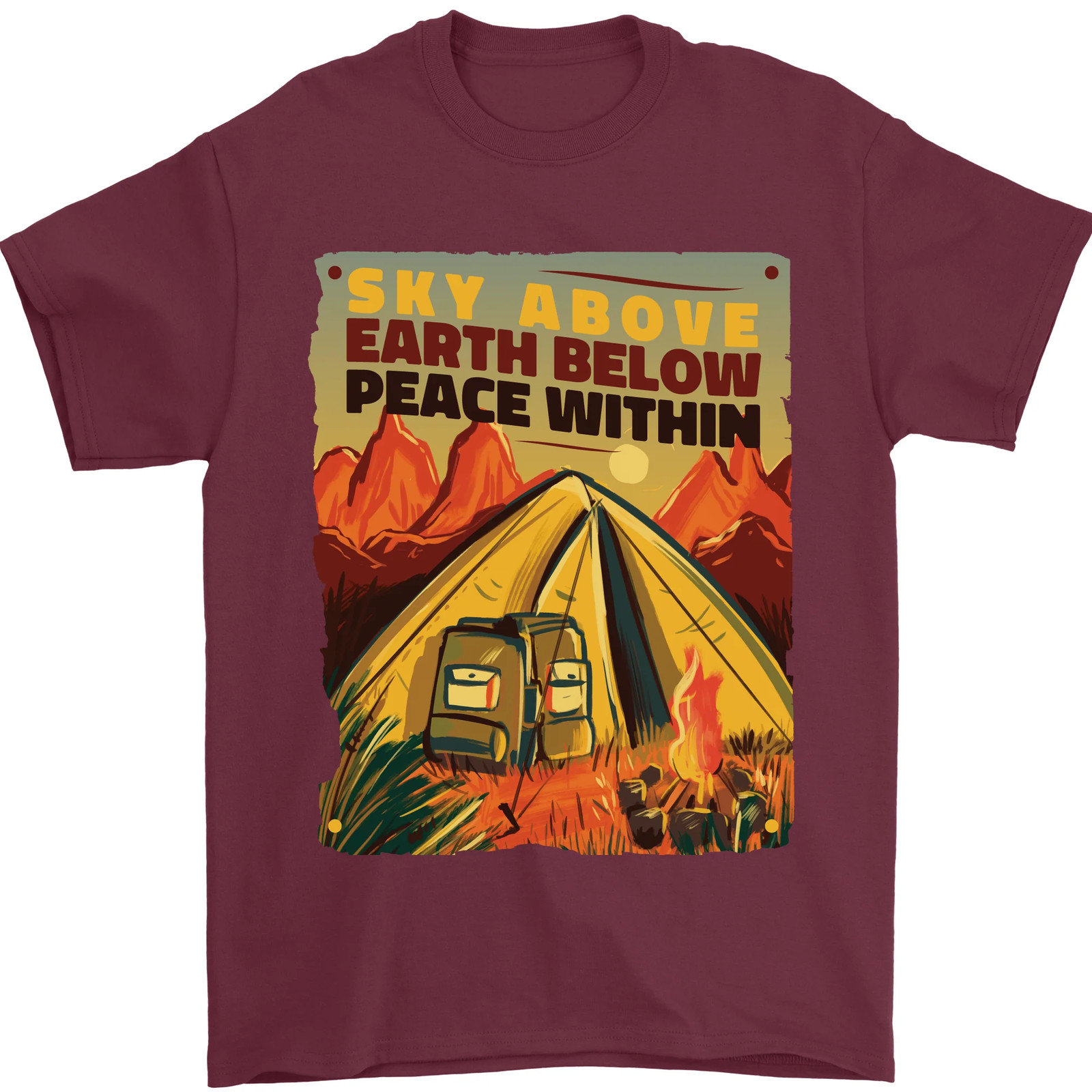 Camiseta Para Hombre De Camping Sky Above Trekking Al Aire Libre 100% Algodón