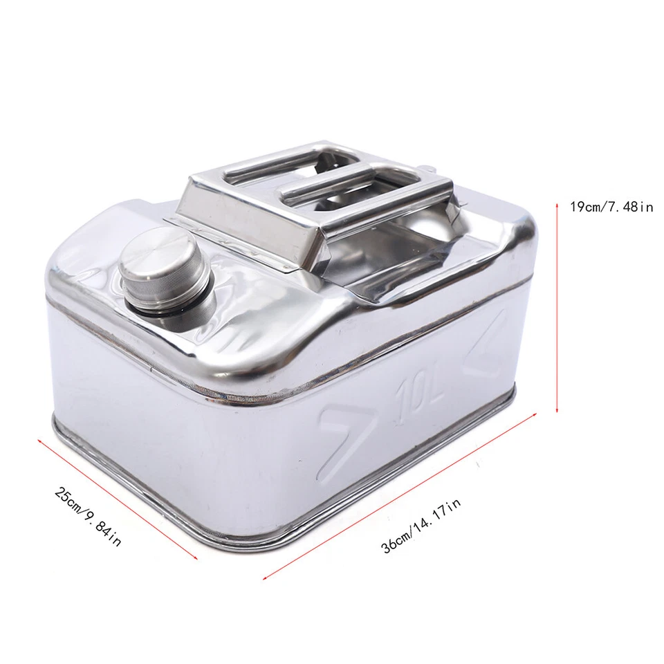 10L Benzinkanister Metallkanister Edelstahl Kanister Reservekanister mit Rohr - Bild 2 von 4