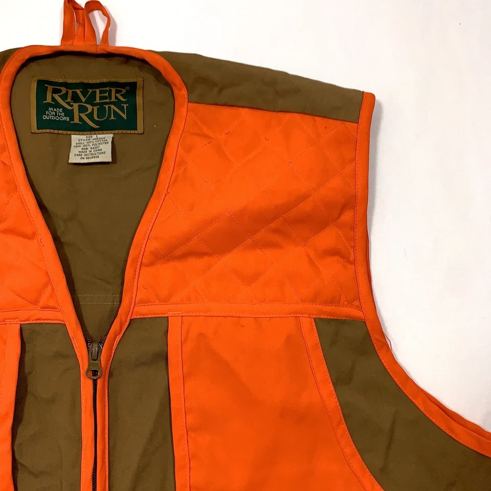 River Run Hunting Vest Large Orange Padded Shoulders Pockets - Image 4 of 4