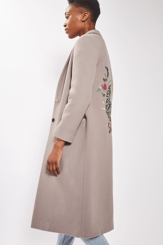 New Topshop Tokyo Embroidered Long Wool 