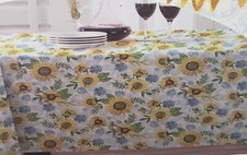 Printed Fabric In/Outdoor Tablecloth, 60" x 84" Oblong 6-8 ppl SUNFLOWERS, TB