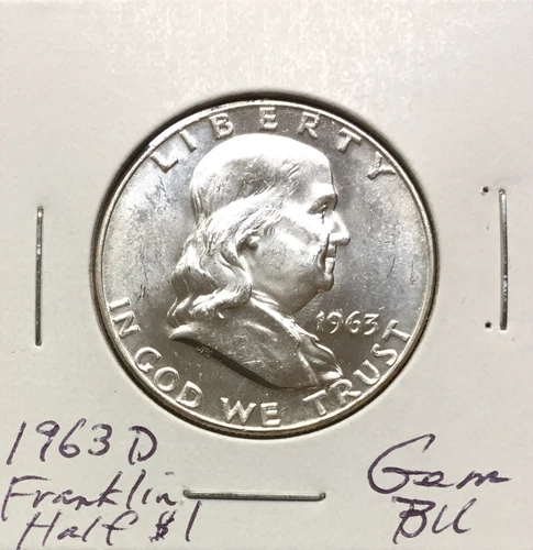 1963 D Franklin Half Dollar ~ *Gem BU* ~ Boldly Detailed Frosty Coin