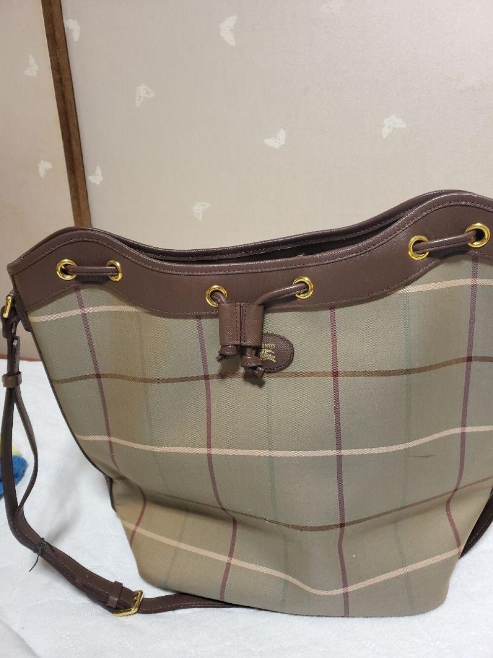 Burberry Shoulder Bag Nova Check Canvas Beige Authentic F1104112